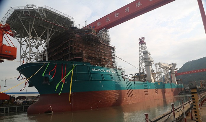 Nautilus New Era, the world’s first 227-meter subsea mining vessel, successfully launched on March 29. 