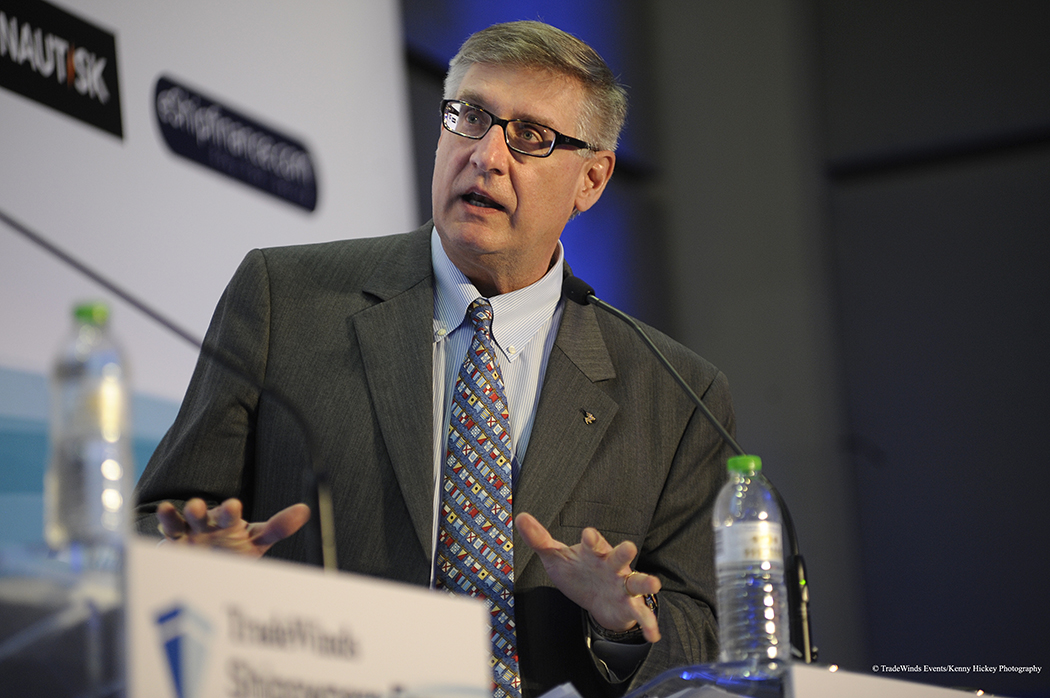 ABS Chairman, President and CEO Christopher J. Wiernicki addressed approximately 500 attendees at the Tradewinds Shipowners Forum at Posidonia.