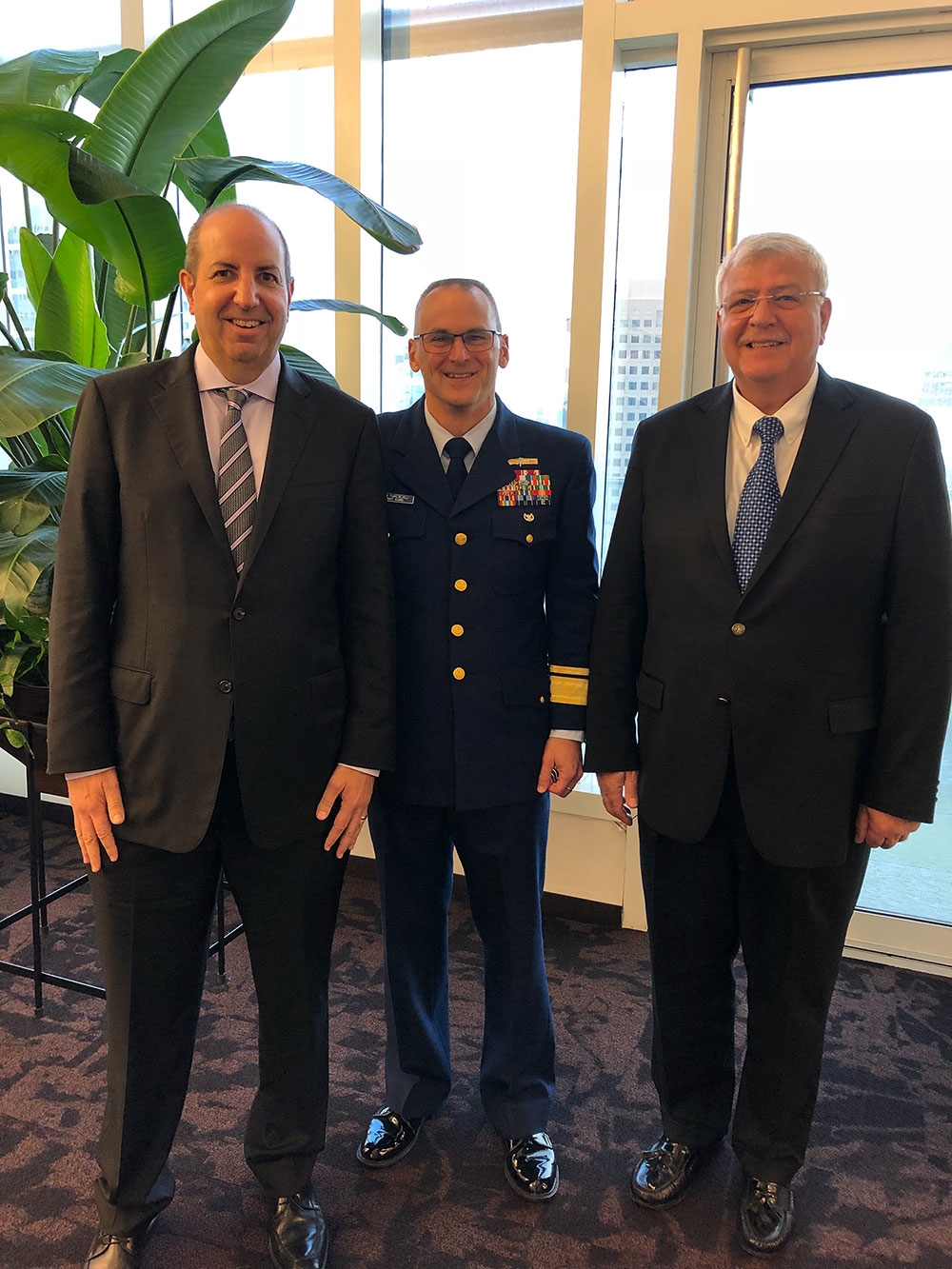 L-R: Mark Ross, Chairman of the ABS North American Regional Committee and President of Chevron Shipping; Admiral John Nadeau of the US Coast Guard and Tony Nassif, ABS Executive Vice President and Chief Operating Officer