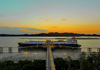 LNG ship moored at sunset; Shutterstock ID 733543252; purchase_order: ABS LNG Training Webpage; job: ; client: Jesse Lashbrook; other: 
